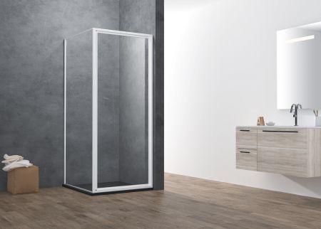 Atman promotional  pivot shower door with 4mm one door opening inwards and outwards
magetinc profile handle and white painting finish