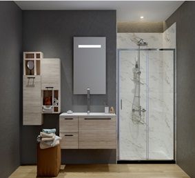 Atman two sliding shower doors one sliding door and one fixed glass with 6mm clear tempered glass chrome finish with low profile
