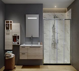 Atman four sliding shower doors two sliding door and two fixed glass with 6mm clear tempered glass chrome finish with low profile