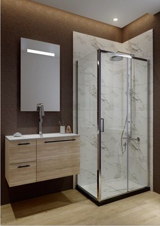 Side panel fixed panel with 6mm tempered safety glass to use alone or combined with shower doors chromed finish